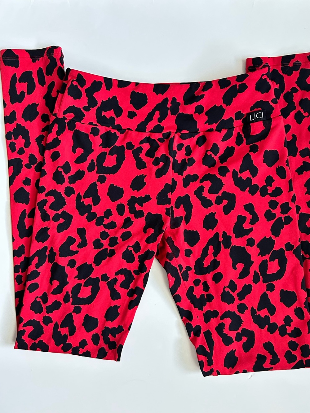 Lici Fit High-Rise Red Leopard Print Women's Active Leggings Size Small - Picture 5 of 8